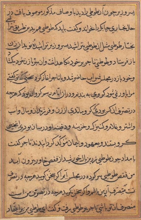 Page from Tales of a Parrot (Tuti-nama): text page