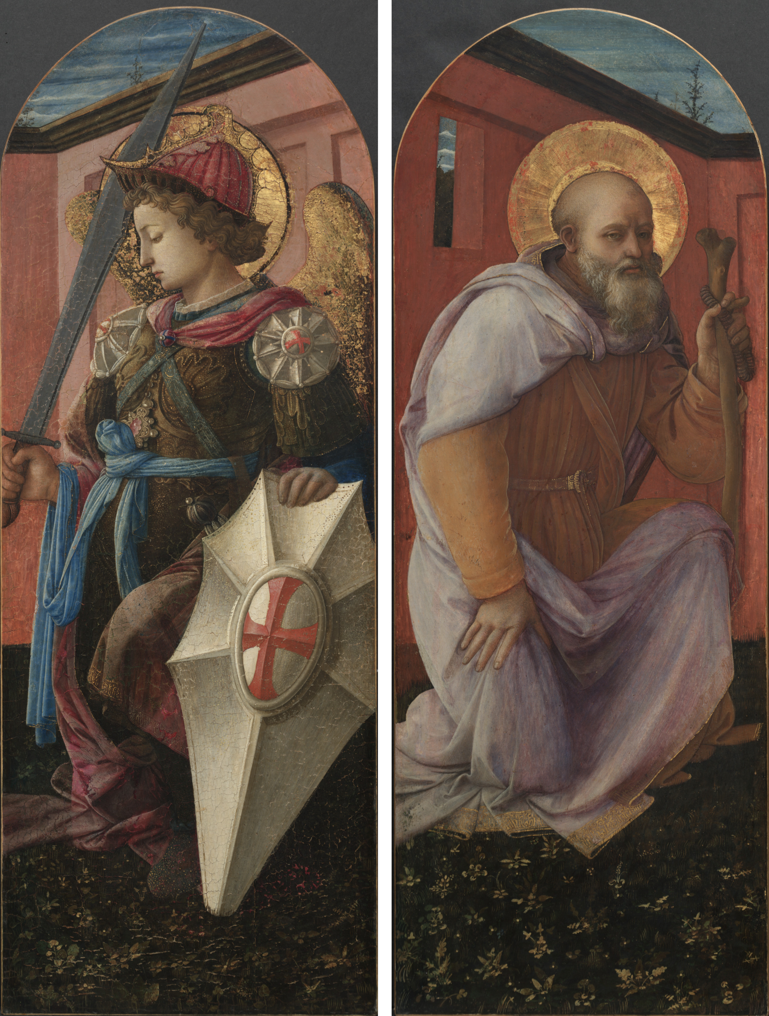 Pair of Panels from a Triptych The Archangel Michael and St