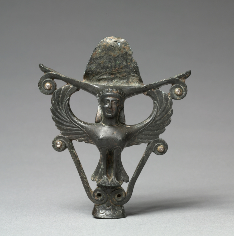Mirror Support: Siren by Unknown Artist (-480), bronze with silver inlays at Cleveland Museum of Art