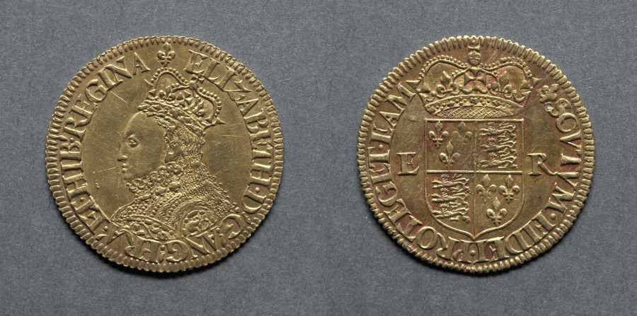 Half Pound: Elizabeth I (obverse); Crowned Shield of Arms (reverse)