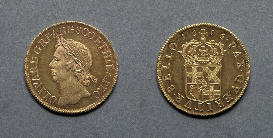 Broad: Oliver Cromwell Lord Protector (obverse); Crowned Shield of Arms (reverse)