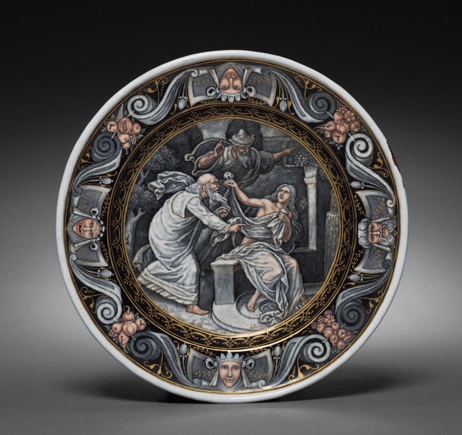 Plate Depicting Susanna and the Elders by an unrecorded maker, The Cleveland Museum of Art