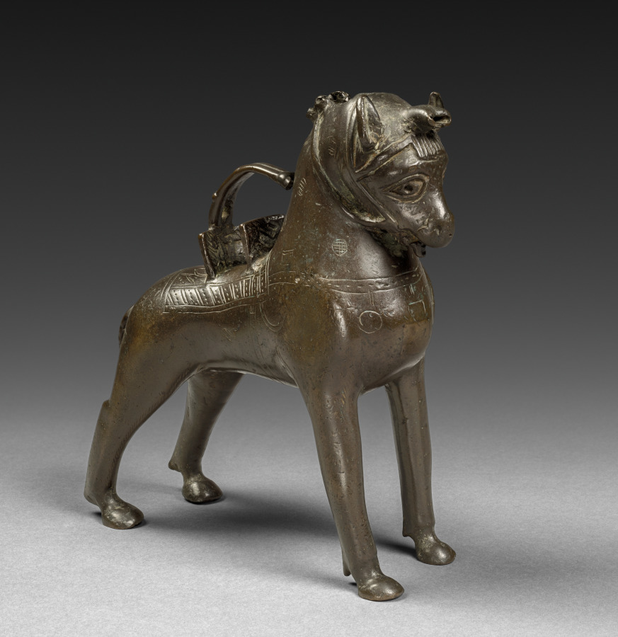Aquamanile: Saddled Horse by Unknown Artist (1245), copper alloy at Cleveland Museum of Art