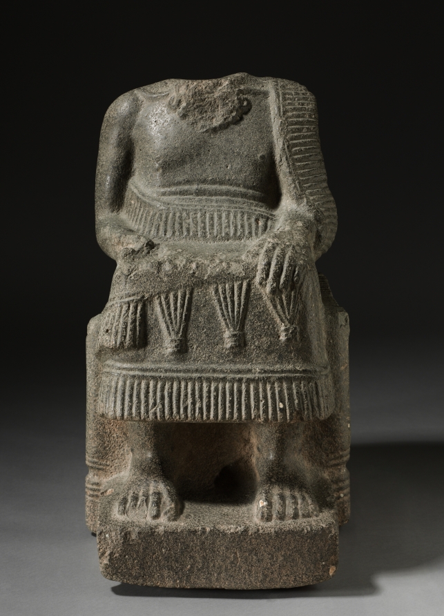 Seated Ruler by Unknown Artist (-2000), limestone with shell inclusions at Cleveland Museum of Art