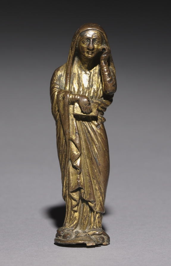 Mourning Mary, Probably from an Altar Cross by Unknown Artist (1200), gilded bronze at Cleveland Museum of Art