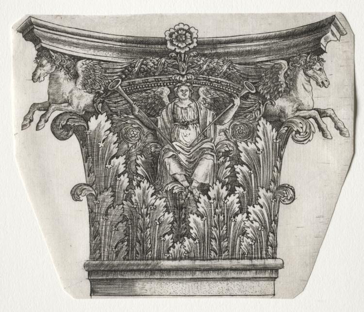 Base and Capital with Figure of Fame and Winged Horses (capital)
