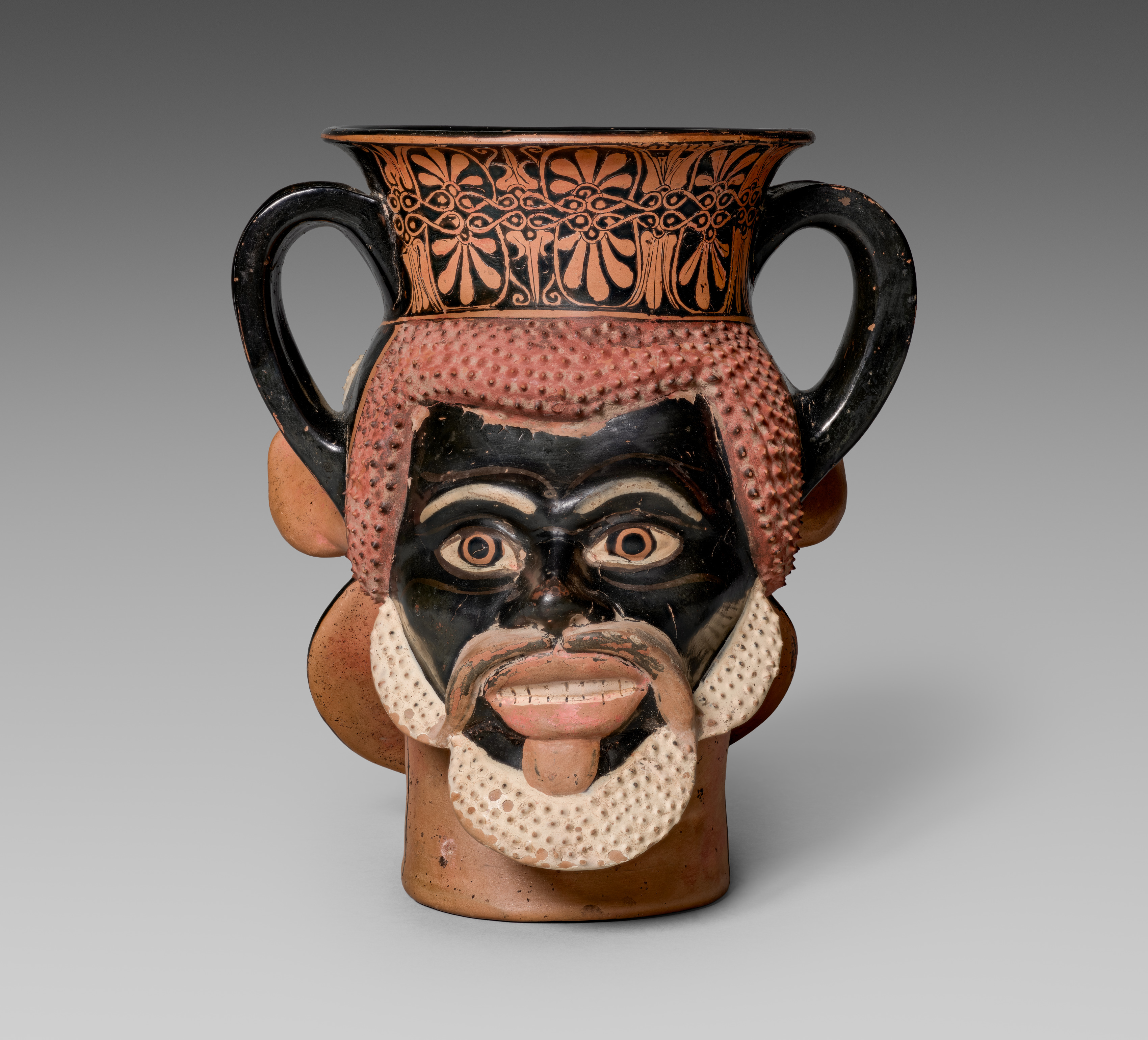 Red-Figure Janiform Kantharos (Two-Sided Head-Shaped Drinking Cup