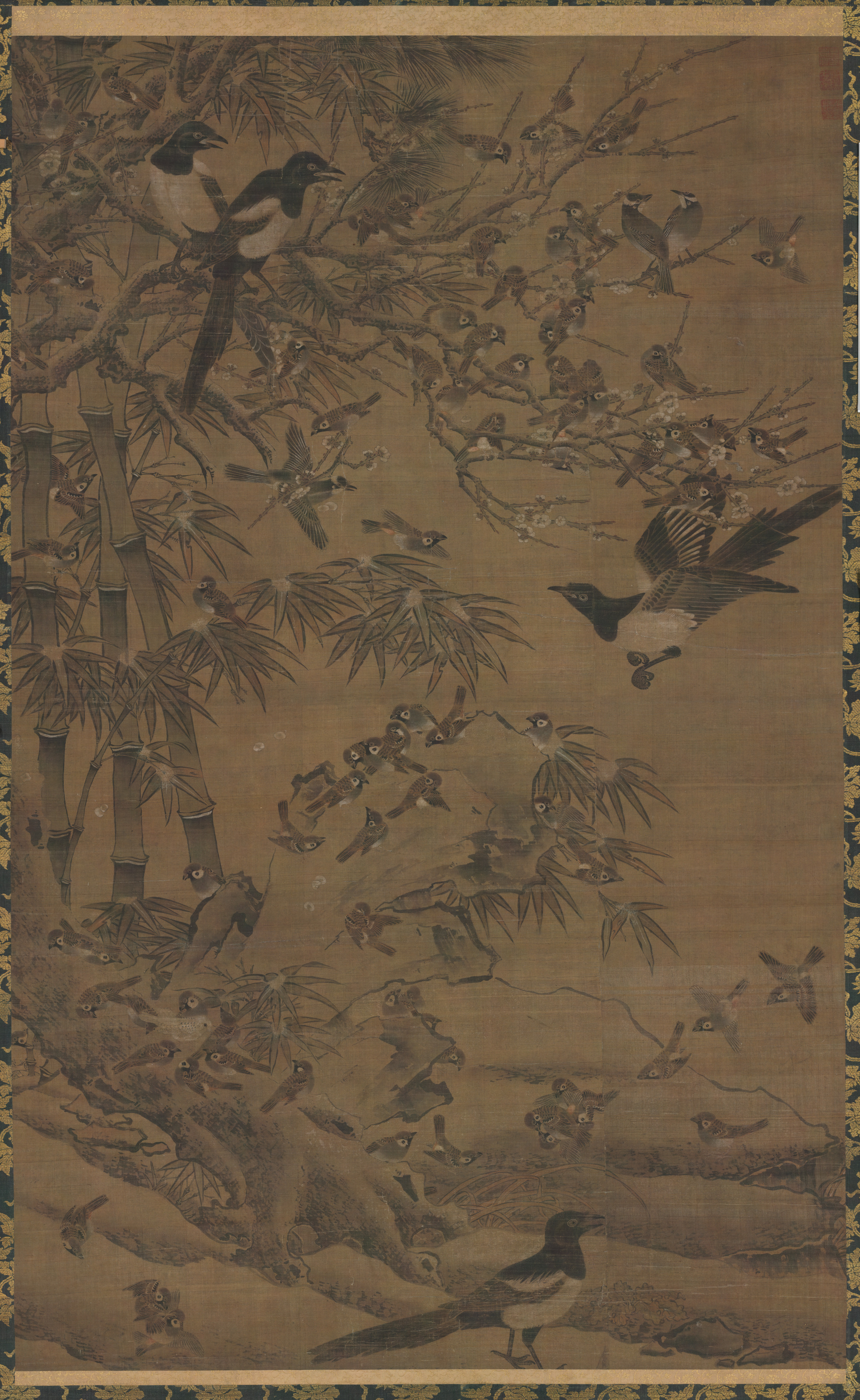秋山花　「THE 3 BIRDS AND A FLAG」 Pheasants and Peach Blossoms, from the series Seven Bird-and