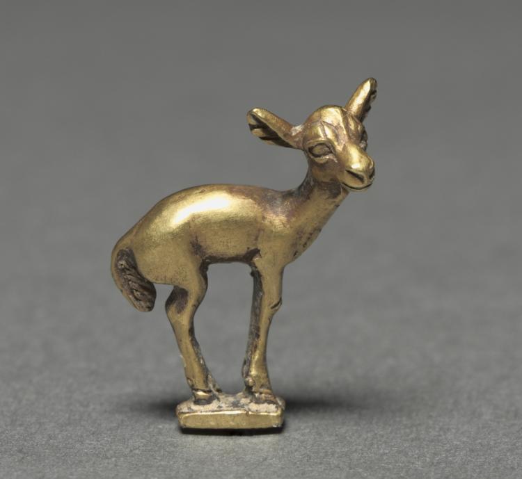 Elk Fawn Finial by Unknown Artist (-400), gold, solid cast at Cleveland Museum of Art