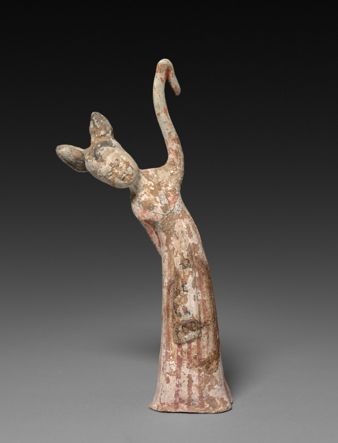 Female Dancer: Tomb Figurine by Unknown Artist (650), earthenware with polychromy at Cleveland Museum of Art