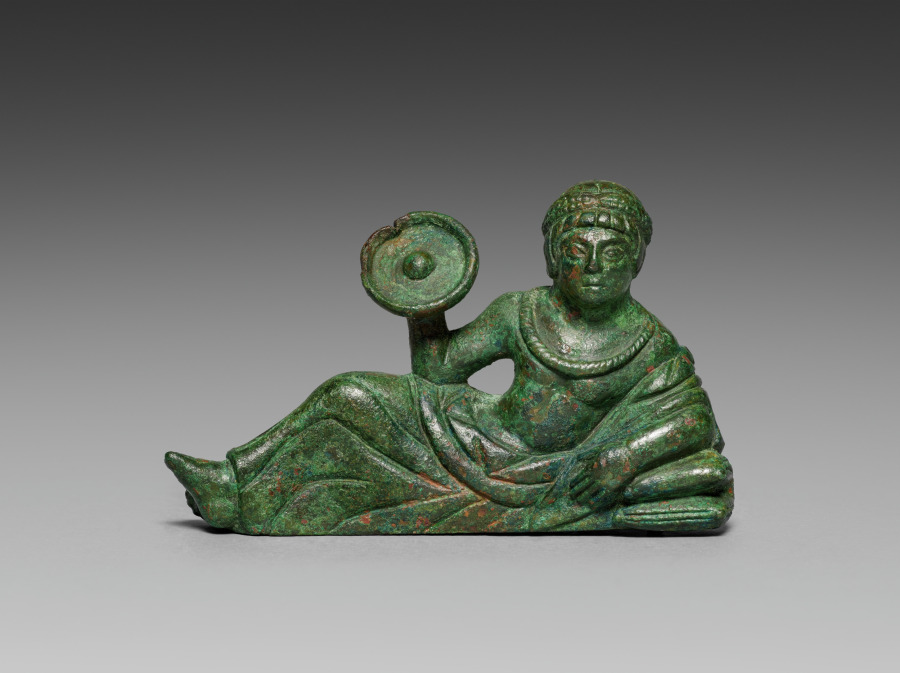 Vessel Ornament of Banqueter Holding an Omphalos by Unknown Artist (-400), bronze at Cleveland Museum of Art