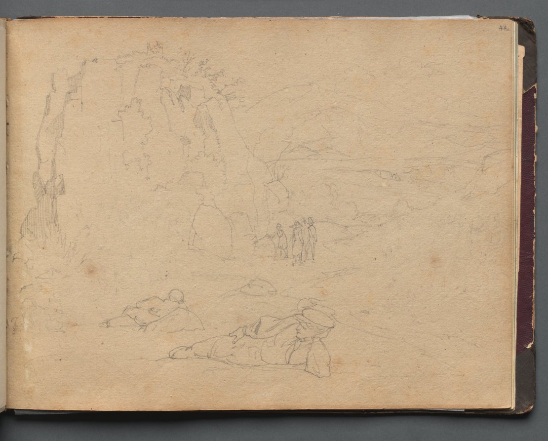 Album with Views of Rome and Surroundings, Landscape Studies, page 44a: Figures in a Landscape
