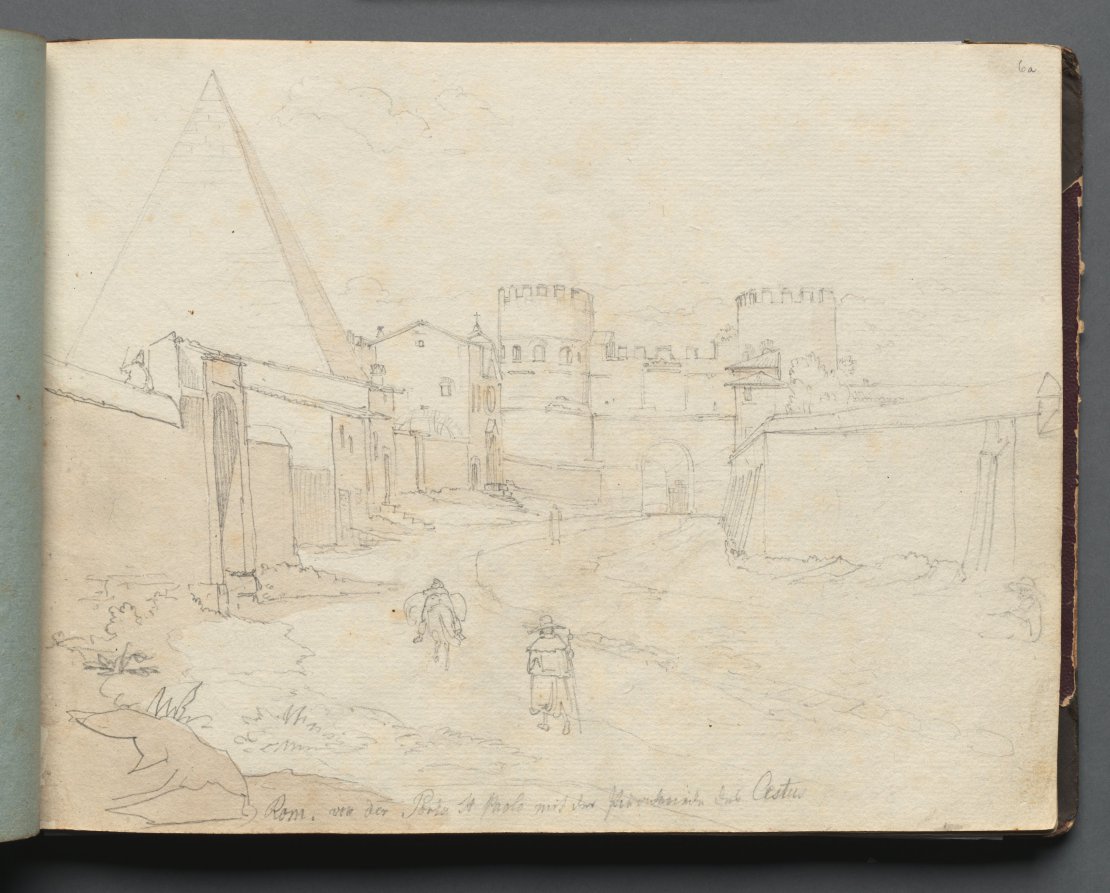 Album with Views of Rome and Surroundings, Landscape Studies, page 06a: "Rome von der Porta St. Paolo"