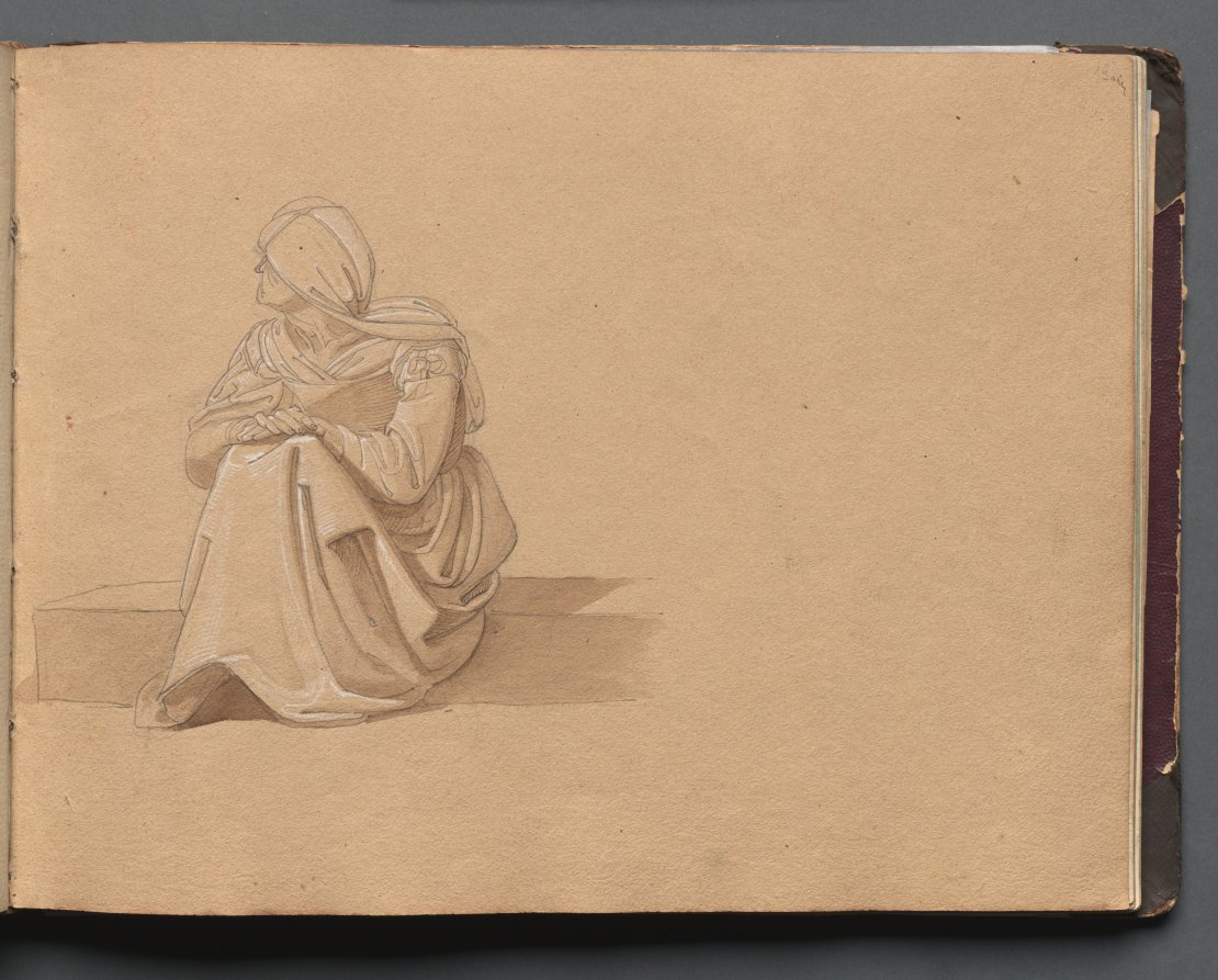 Album with Views of Rome and Surroundings, Landscape Studies, page 19a: Seated Female Figure
