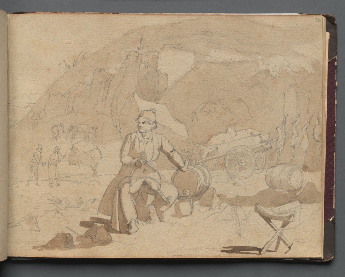 Album with Views of Rome and Surroundings, Landscape Studies, page 39a: Figure in a Landscape