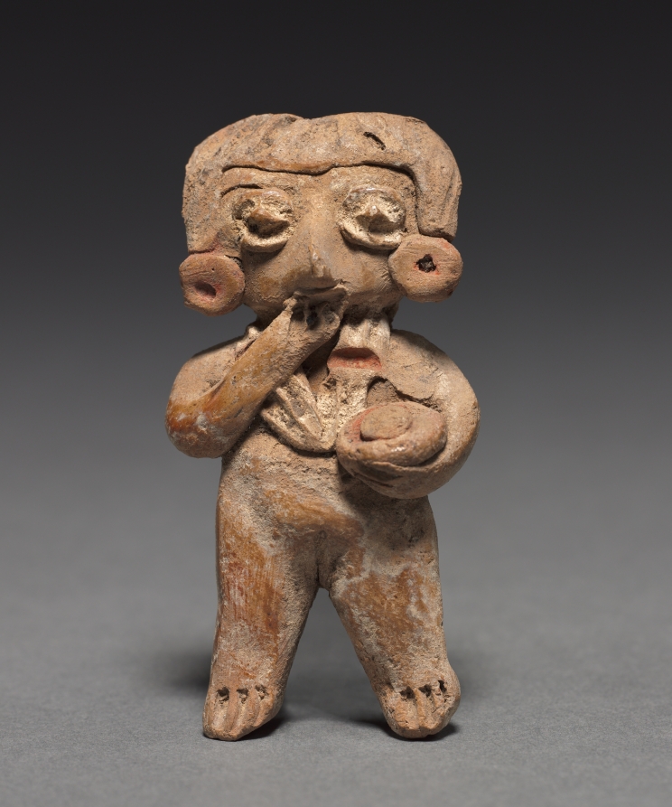 Female Holding A Bowl Figurine by Unknown Artist (-600), Ceramic, pigment at Cleveland Museum of Art