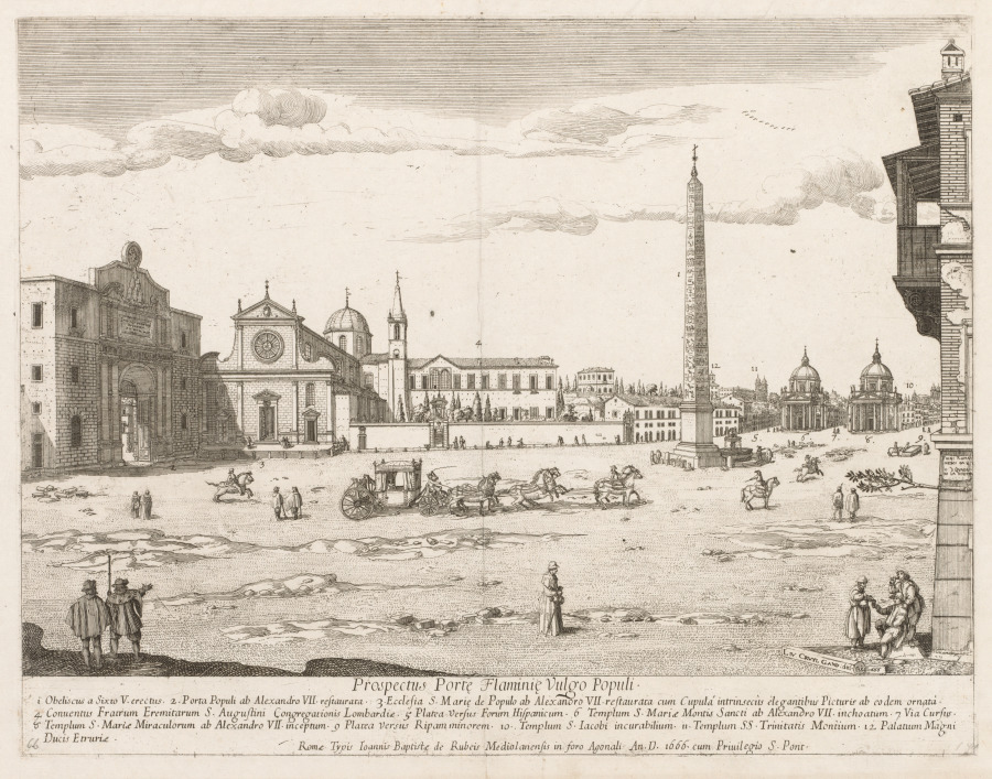 Piazza del Popolo from "Prospectus Locurum Urbis Romae Insign[ium]"