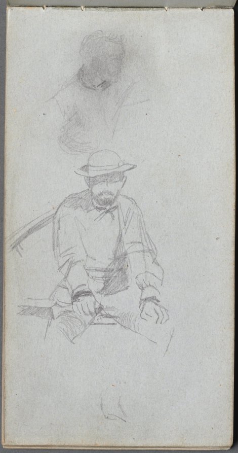 Sketchbook, page 30: Seated male Figure and Figure in Profile