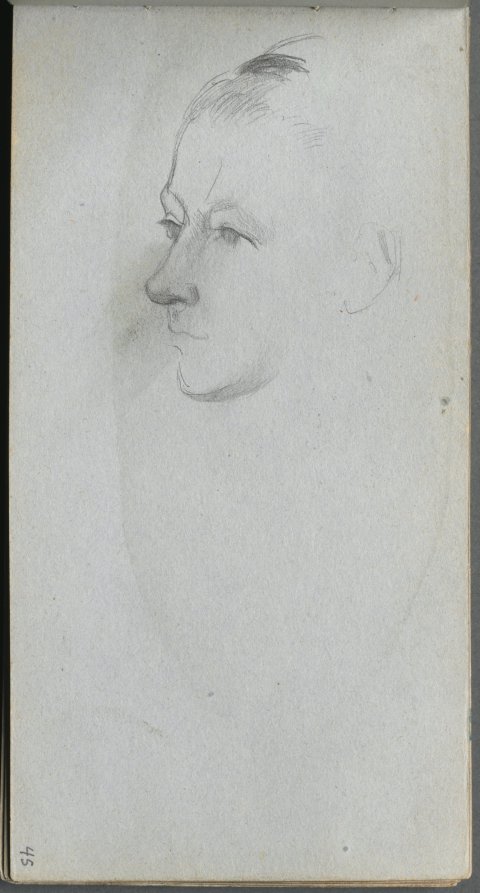 Sketchbook, page 45: Woman's Face, 3/4 View