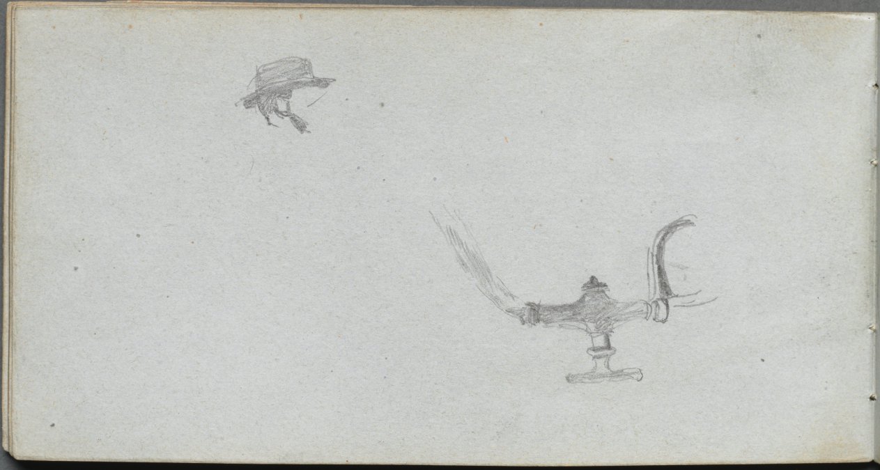 Sketchbook, page 26: Study of a Head and a Lamp