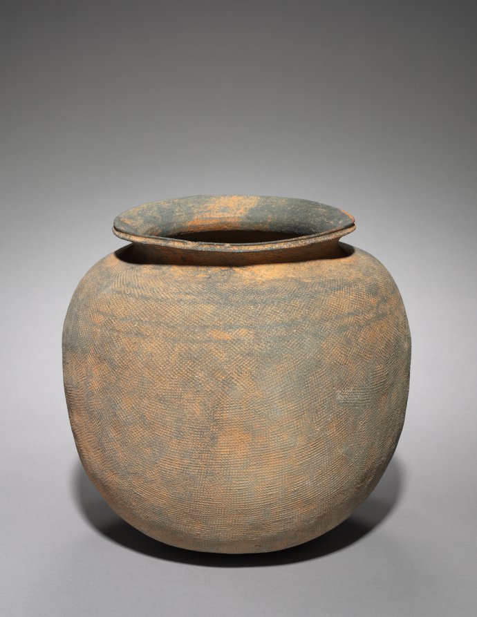 Jar with Loop Handle with Overall Impressed Surface Decoration