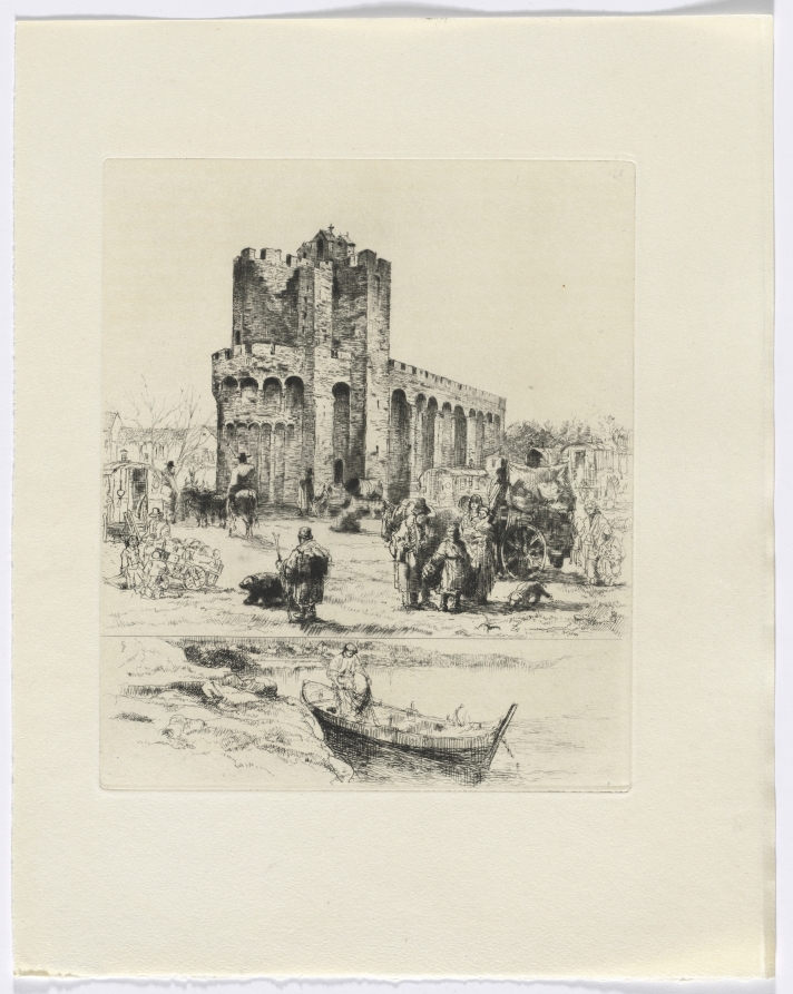 Frédéric Mistral: Mémoires et Recits by Frédéric Mistral: Romanesque church and figures/ man in boat (insert after p. 168)