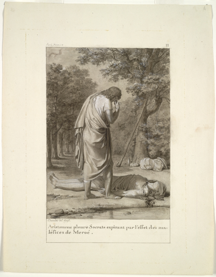Aristomenes Mourning the Death of Socrates from the Bewitchment of Meroë (from Book 1 of Apuleius, "The Golden Ass")