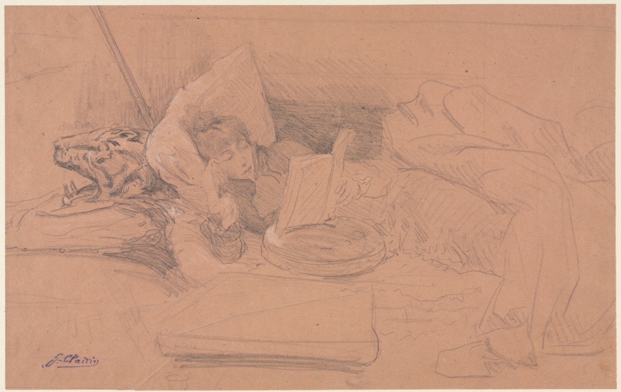 Sarah Bernhardt Reclining on a Divan, Reading