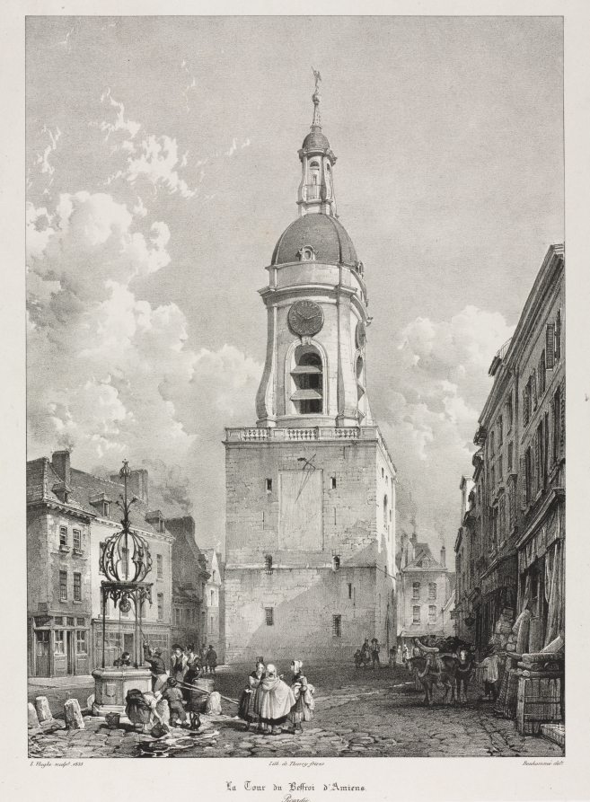 Picturesque and Romantic Travels in Old France, Picardie:  The Belfry Tower of Amiens, Picardie (Voyages pittoresques et romantiques dans l'ancienne France, Picardie : La Tour du Beffroi d' Amiens, Picardie), after François Bonhommé (French, 1809-1881)