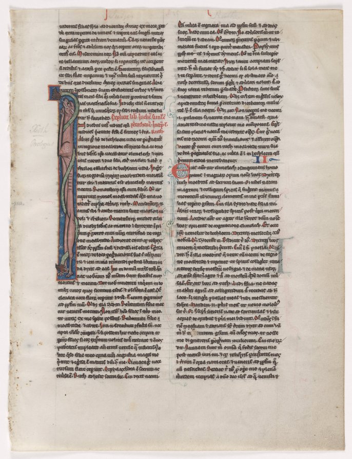 Initial I: Entwined Beast and Serpent: Leaf from a Bible (2 of 2 Excised Leaves)