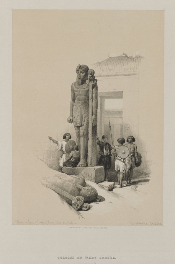 Egypt and Nubia, Volume II: Colossus in Front of the Temple at Wady Saboua, Nubia