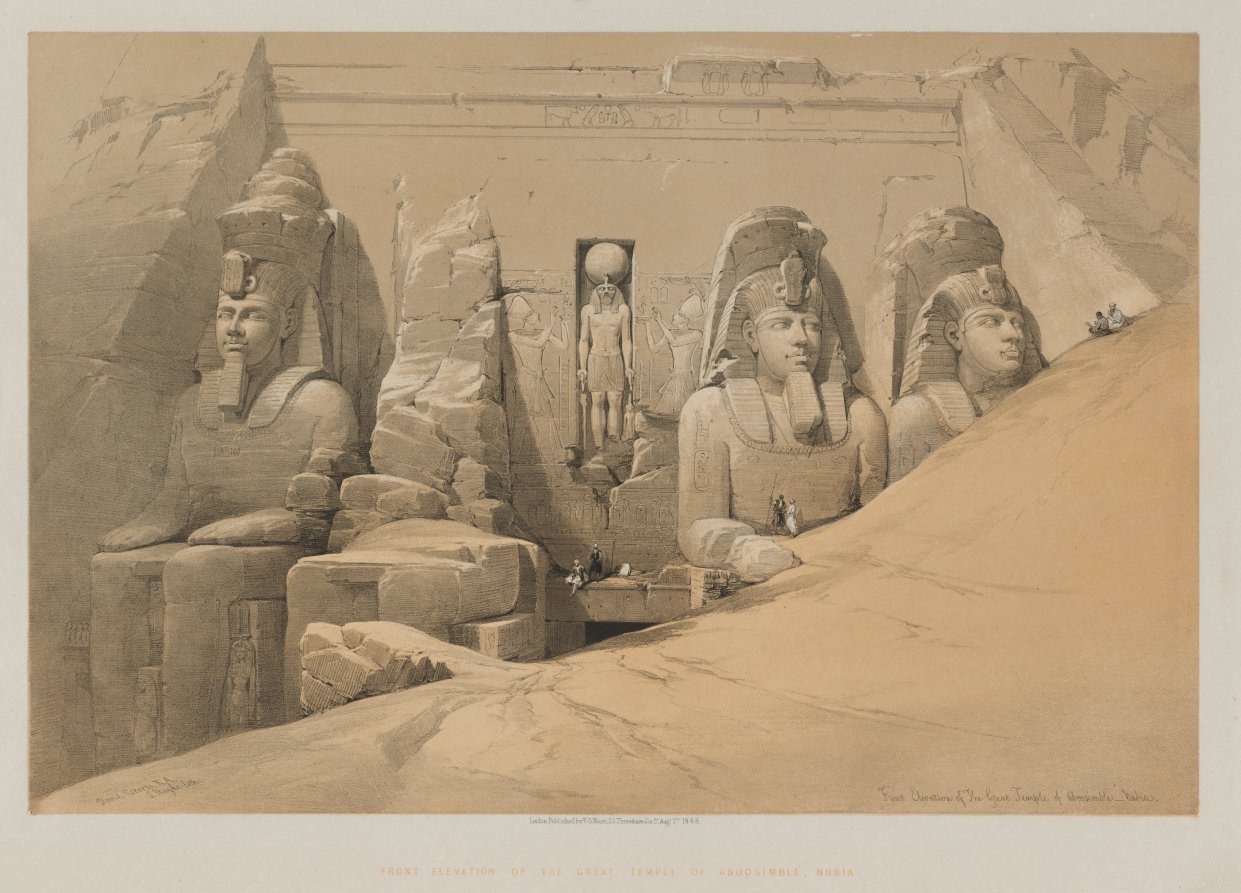 Egypt and Nubia, Volume II: Front Elevation of the Great Temple of Aboo Simbel, Nubia