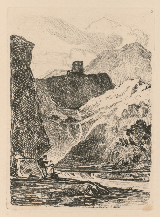 Liber Studiorum: Plate 12, Dolbadern Castle, Llanberris Lake, North Wales