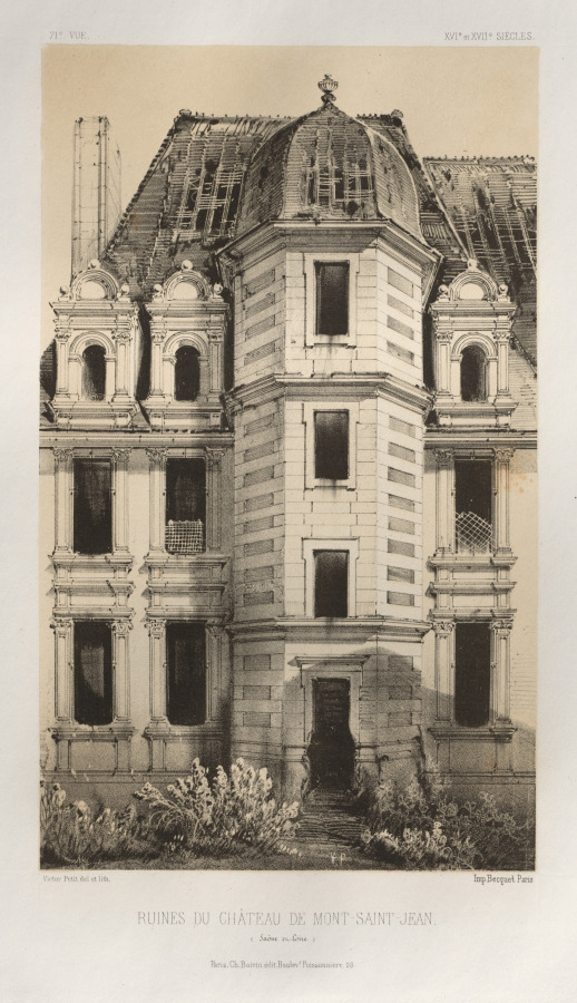 Architecture Pittoresque ou Monuments des XVeme. Et XVIeme. Siecles: Chateaux de France des XV et XVI Siecles: Pl. 71, Ruines Du Château De Mont-Saint-Jean (Saône et Loire)