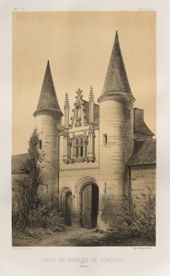 Architecture Pittoresque ou Monuments des XVeme. Et XVIeme. Siecles: Chateaux de France des XV et XVI Siecles: Pl. 96, Porte du Prieuré de Torteval (Calvados)