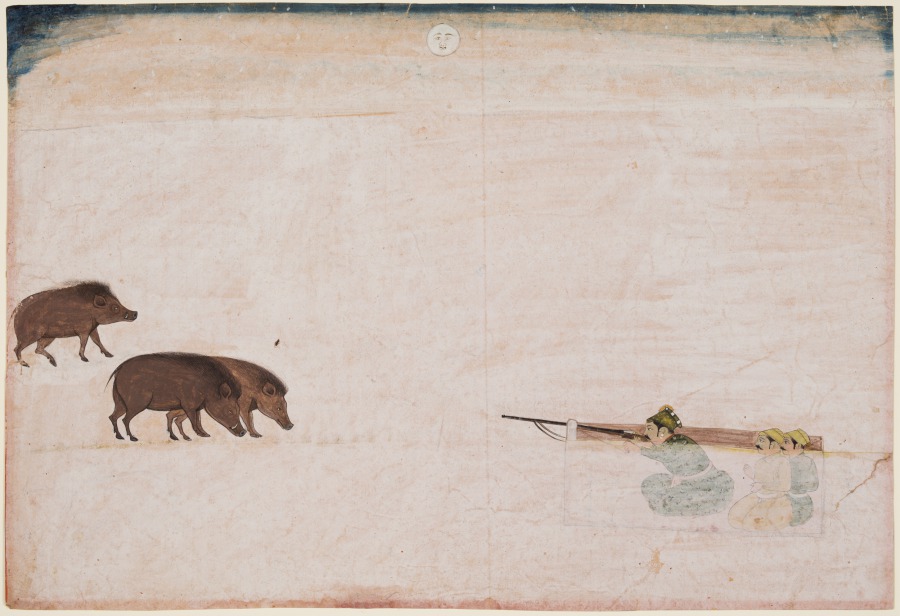Raja Ram Chand of Amber (r. 1667–88) Hunting Wild Boar
