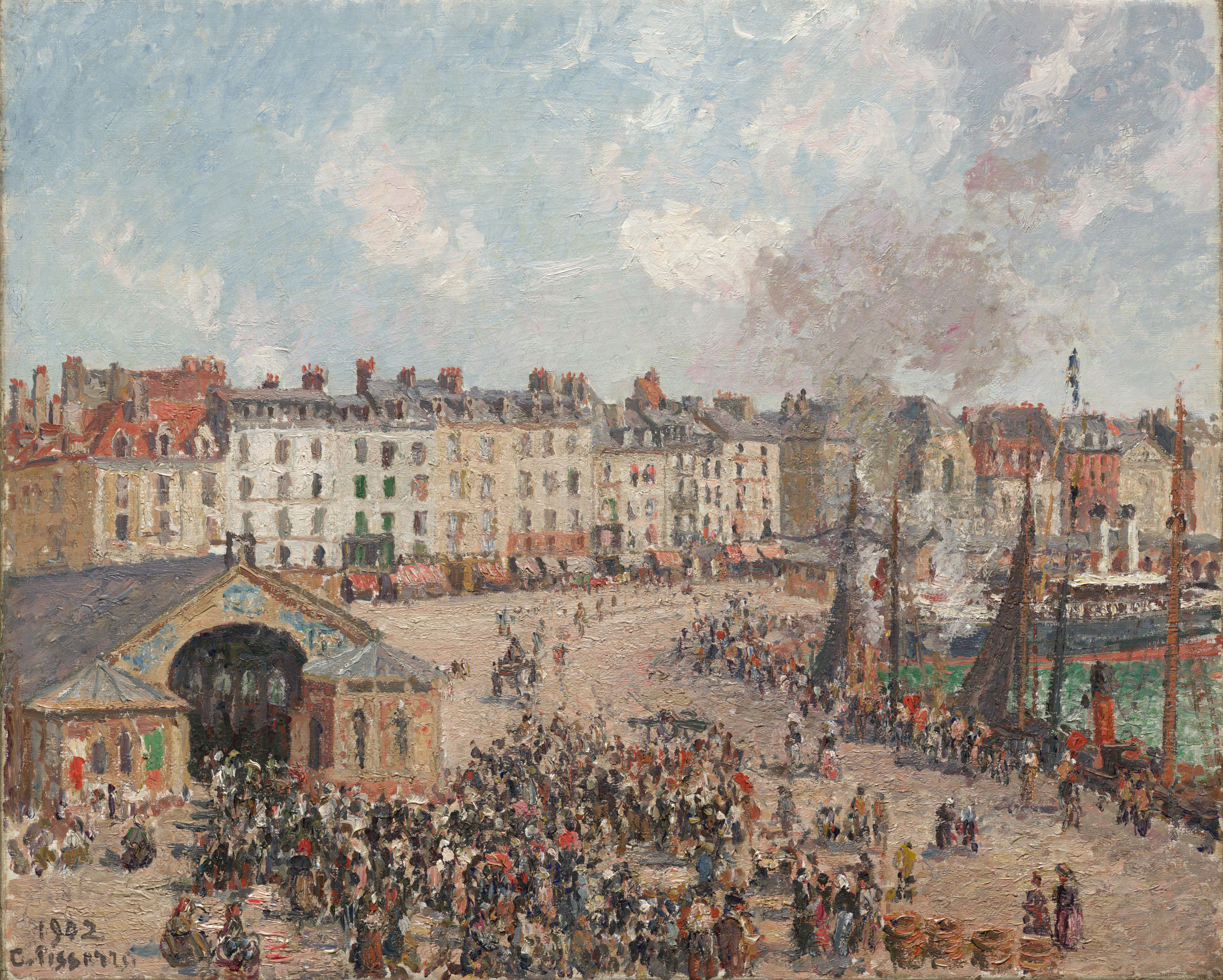 絵画 CamillePissarro,VuedeStamfordBrookCommon Fishmarket | Cleveland Museum of Art
