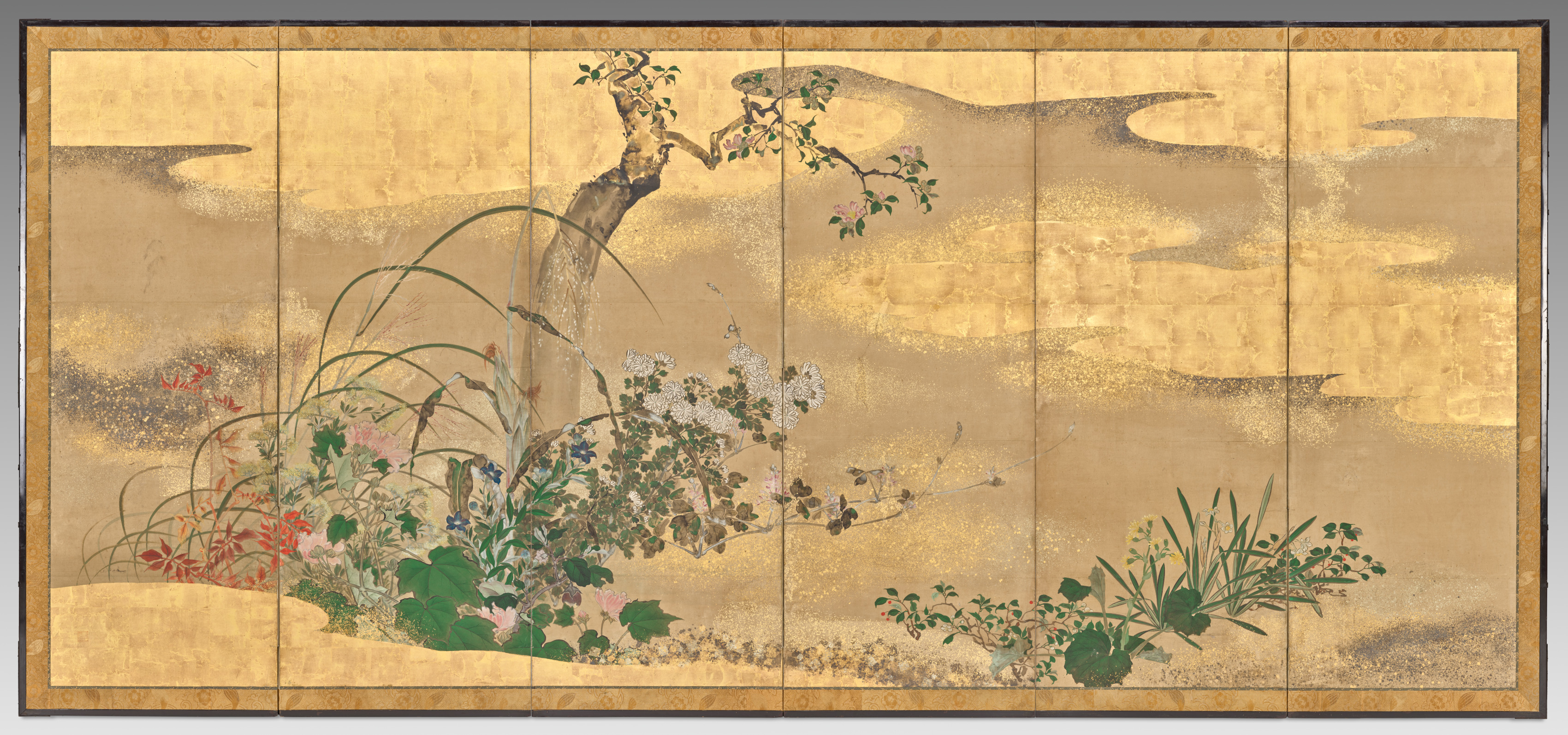 Photo of collection object Flowers and Trees of the Four Seasons (left screen)