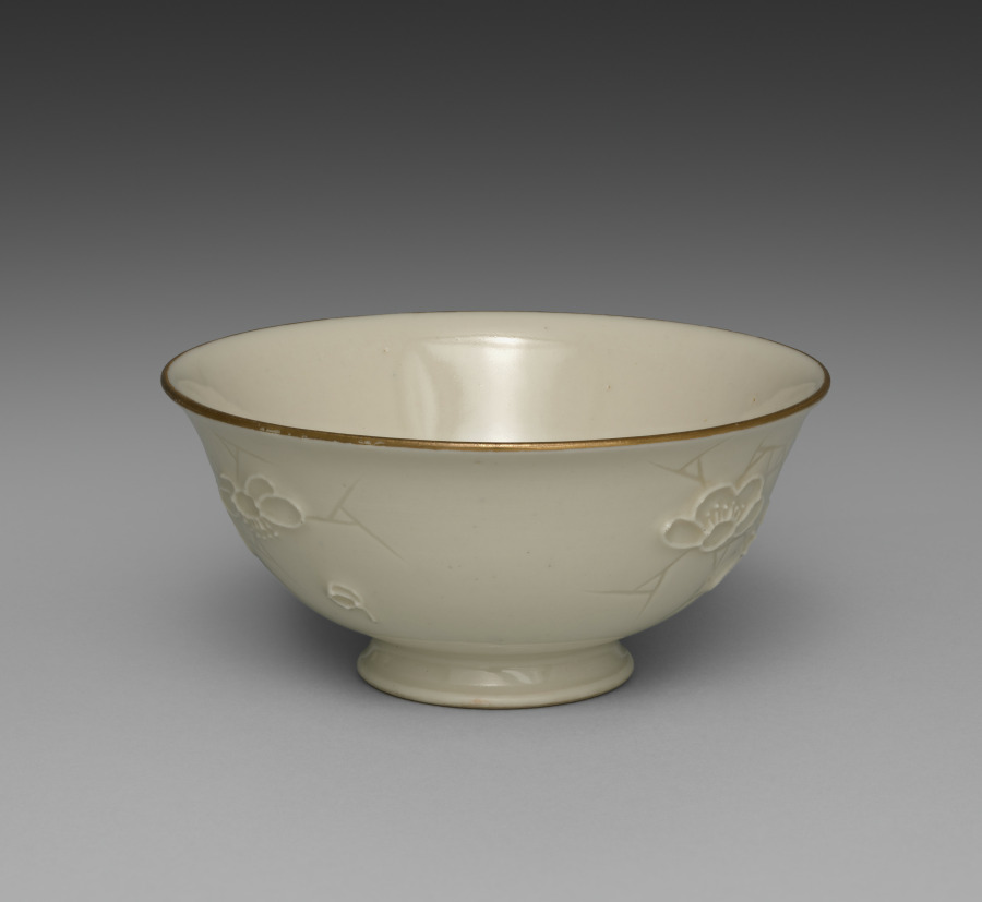Bowl from Dining Set with Plum Blossoms and Cracked-Ice