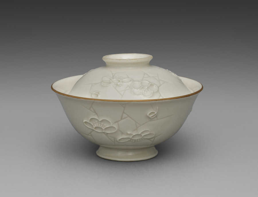 Covered Bowl from Dining Set with Plum Blossoms and Cracked-Ice