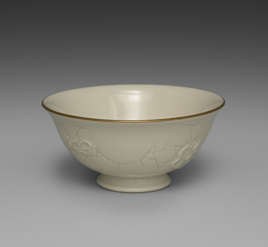 Bowl from Dining Set with Plum Blossoms and Cracked-Ice