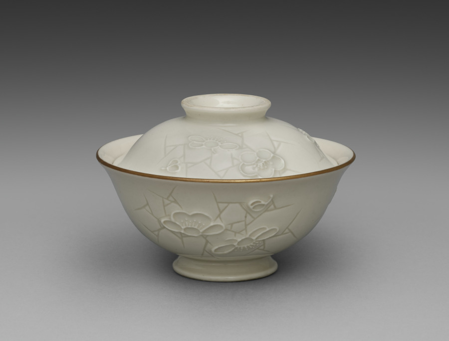 Covered Bowl from Dining Set with Plum Blossoms and Cracked-Ice