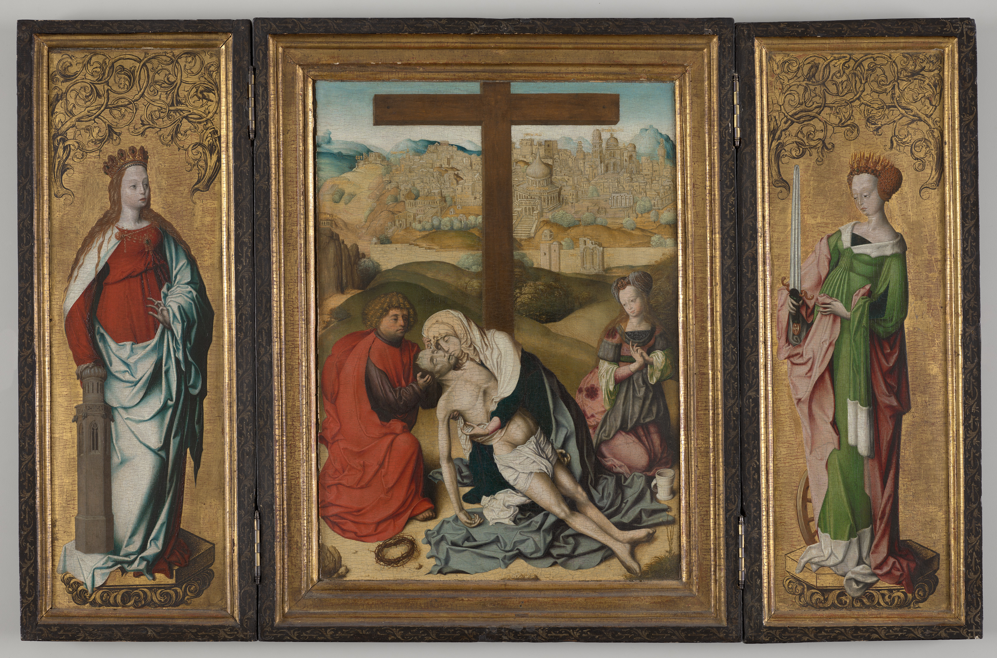 トリプティック トレーディングフィギュア Triptych Triptych with The Lamentation of Christ (center), St. Barbara