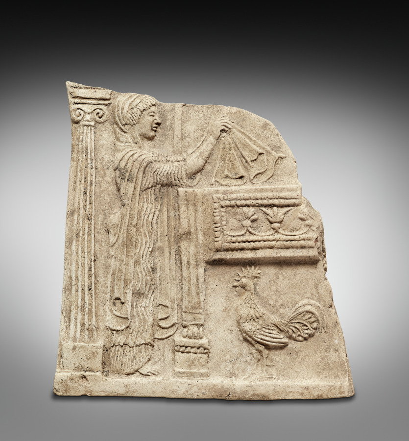 Votive Plaque (Pinax) with Persephone Making her Bridal Bed