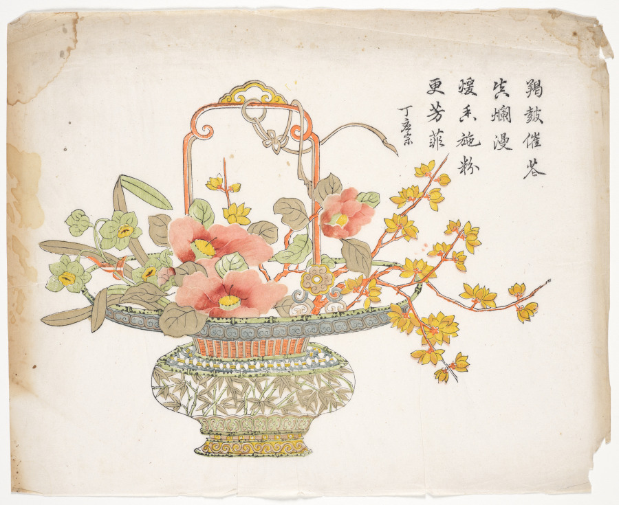Winter Basket: Narcissus, Camellia, and Wax Plum