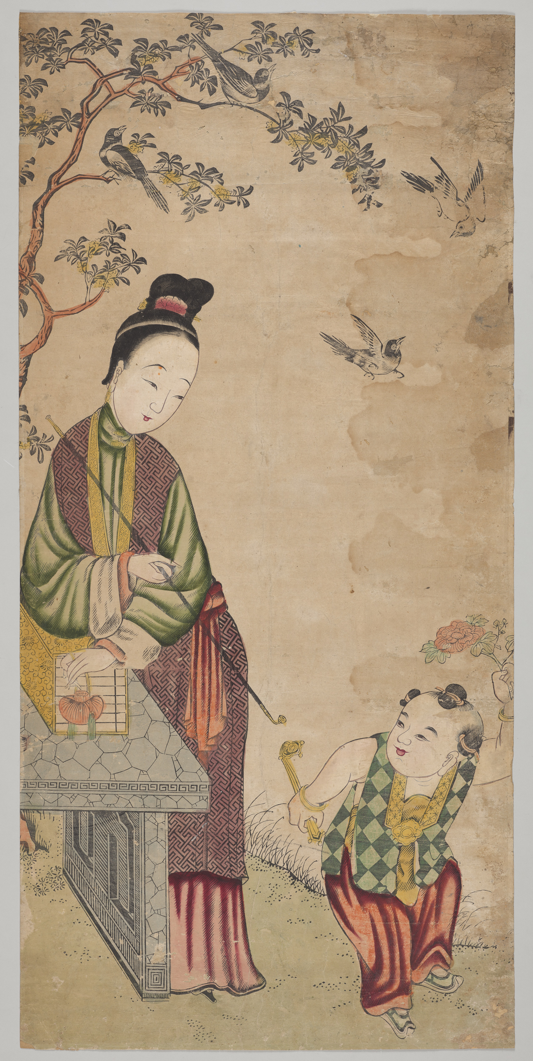 Unknown artist, Happy Birds in a Spring Garden