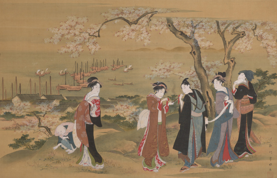 Viewing Cherry Blossoms at Gotenyama by Utagawa Toyokuni, The Cleveland Museum of Art