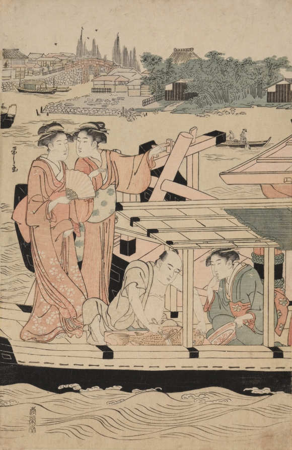Leftmost Print from Pleasure Boats on the Sumida River beneath