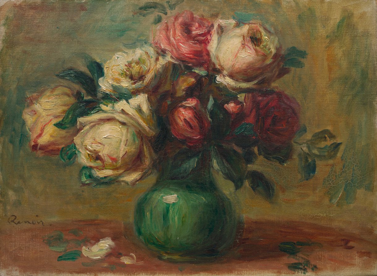 Pierre-Auguste Renoir 花瓶の薔薇 油彩画 Roses in a Vase | Cleveland Museum of Art