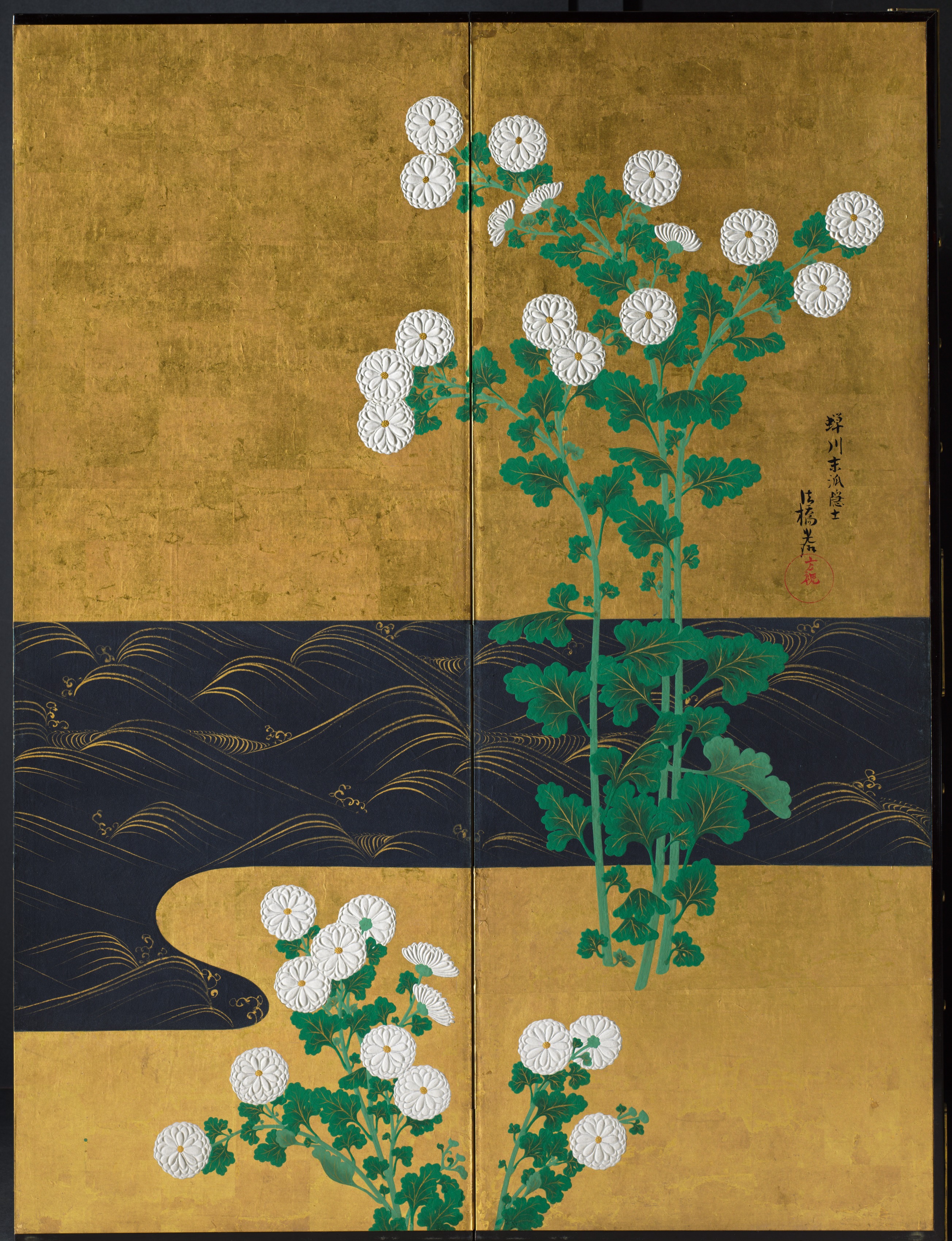 【真作】絵画　日本画（色紙）　金地蘭花図　優雅な紫のカトレア　X38 Yahoo!オークション -「(洋蘭 カトレヤ カトレア)」(日本画